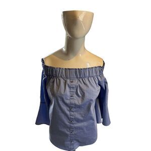 New York and Company Top For Women Off Shoulder Bell Sleeves Buttons Accent NWOT